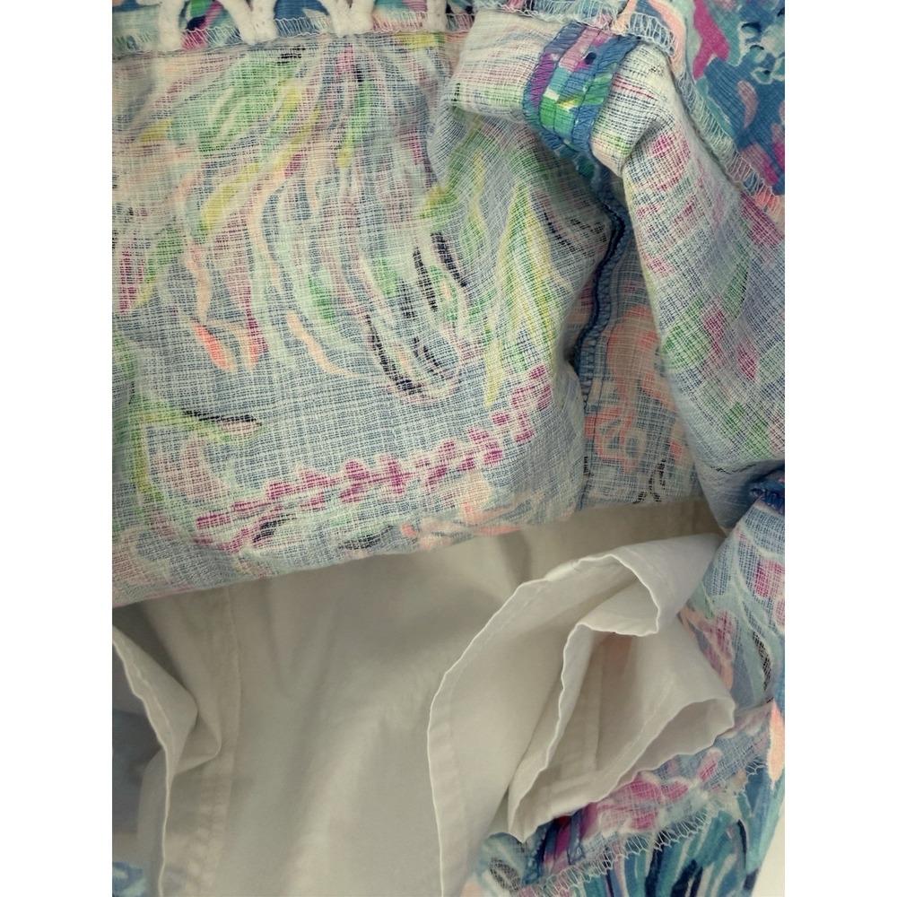 LILLY PULITZER Women Sz 0 Pearl Shift Dress Blue Pink Floral Lace Halter Cotton - Picture 10 of 11